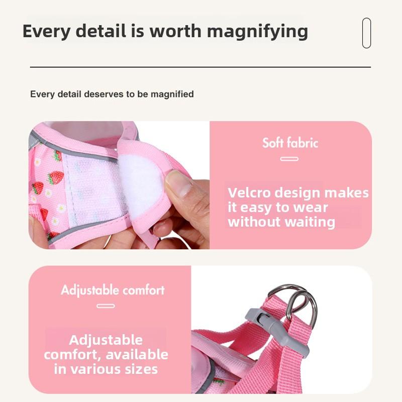 Dog Chest and Back Harness Dog Leash for Small Dogs - Pomeranian Model To Prevent Escape From The Leash While Walking The Dog.