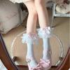 Lolita Cotton Socks With Polka Dot Bow Lace For Girls Spring Summer