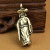 Retro Solid Brass Micro-engraved God of Wealth Small Pendant Pure Copper Pocket God of Wealth Small Ornament Keychain Copper Pendant