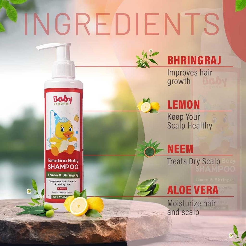 Babyorgano Ayurvedic Baby Wash, Shampoo & Lotion Combo (200ml Each), Nourishing, Natural Ingredients for Sensitive Skin