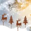 Metal Deer Christmas Garden Stake Rust Deer Yard Stakes Outdoor Yard Lawn Ornaments Holiday Stake Christmas