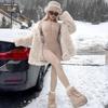 Women's Solid Color Windproof Bodysuit - Figure-Hugging, Autumn/Winter One-Piece, Wear Alone or Layered.