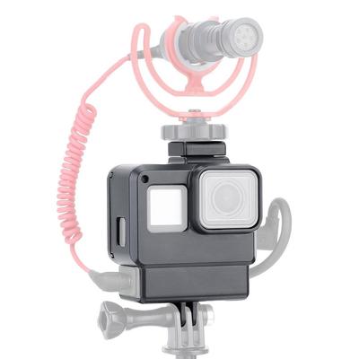Vlog Case Action Kamera Gehäuse Schale Vlogging Käfig Rahmen mit Kaltschuhhalterung für GoPro Hero 7 6 5 Schwarz