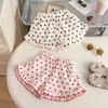 Girls Stretchy Fabric Waist Shorts Round Dot Pattern Embellishment Short Pants For Daily Wear Everyday Activity Wear Summer