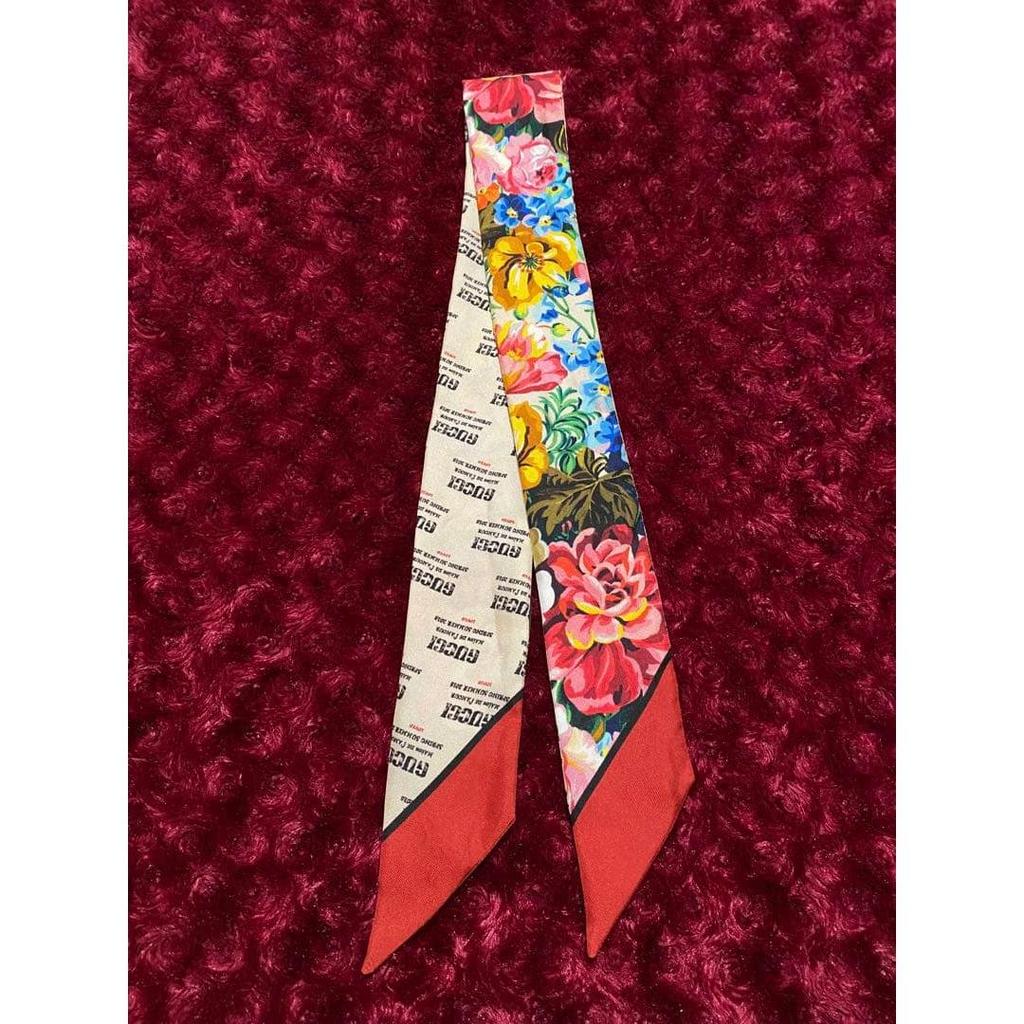 Used GUCCI Floral Scarf Neck Bow Ribbon Reversible Pattern