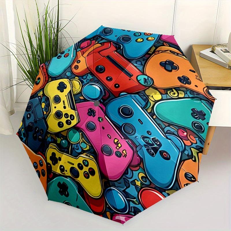 1pc Gaming Controllers Automatic Open/close Folding Compact Umbrella, 8 Rib Sturdy Canopy, Lightweight Portable, Everyday Use, Gift,,132