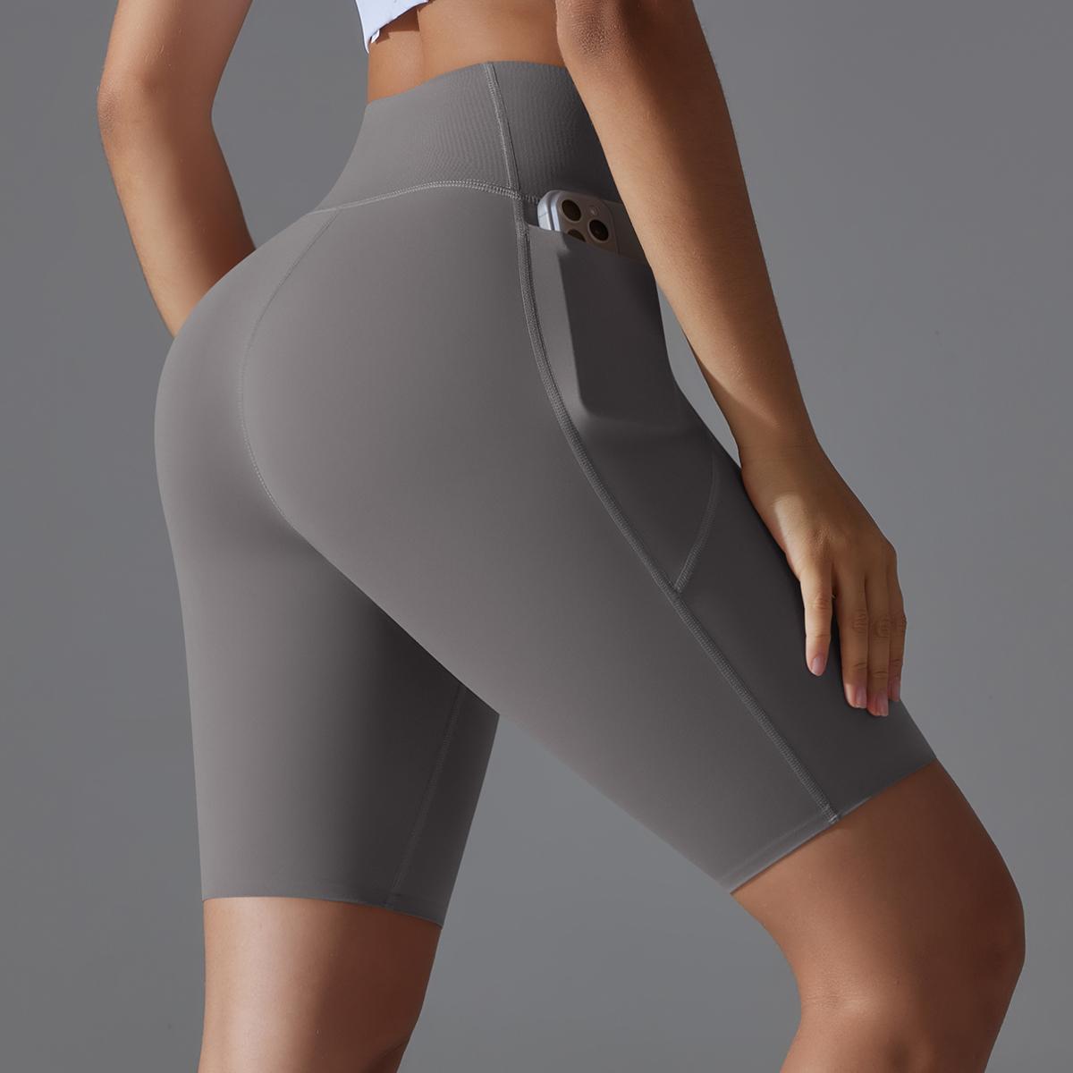 

Шорты для йоги с высокой талией и брюками, женские летние эластичные спортивные шорты для фитнеса, короткие леггинсы для тренировок XL серый