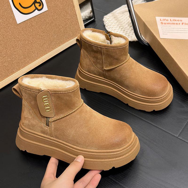 Snow Boots Cotton Shoes Winter Velvet Thick Northeast Sole Anti Slip Snow Women's Boots Flat Bottomed Short Boots