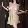 Sexy underwear, sexy mesh lace, hollowed-out suspender skirt, creamy backless, pure desire tulle abstinence skirt