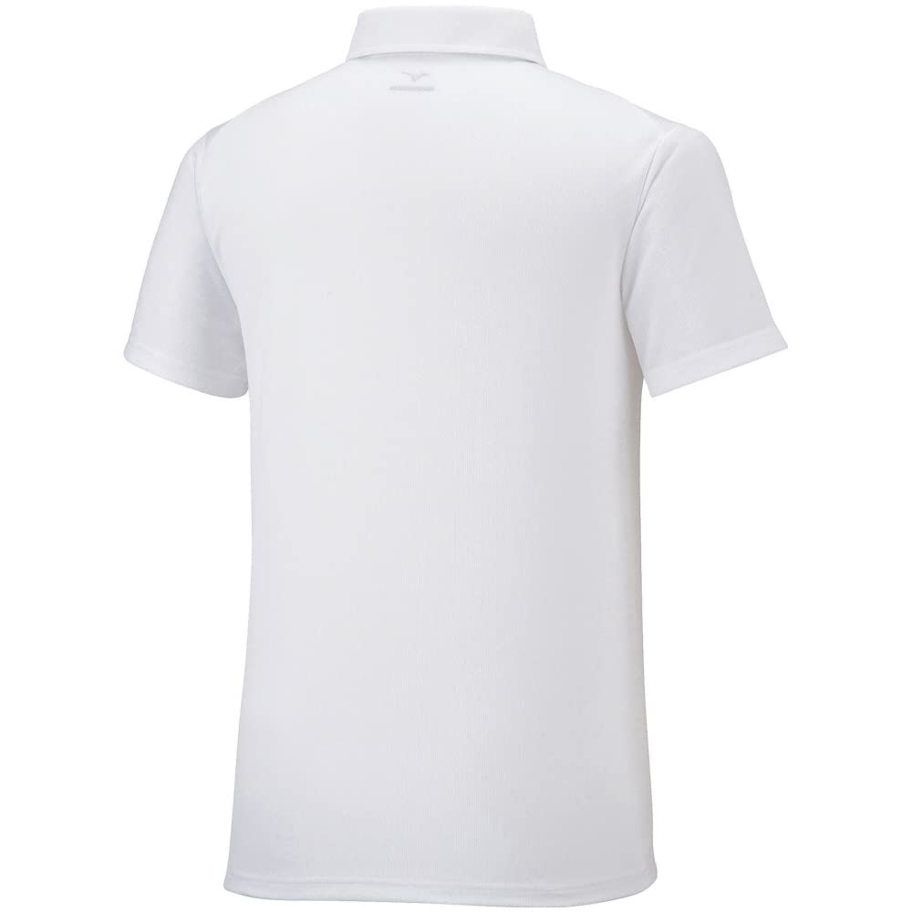 Mizuno Training Wear Polo Short 4XL Shirt, Button-Down, Sleeve, Moisture-Wicking, Quick-Drying, White/Black,