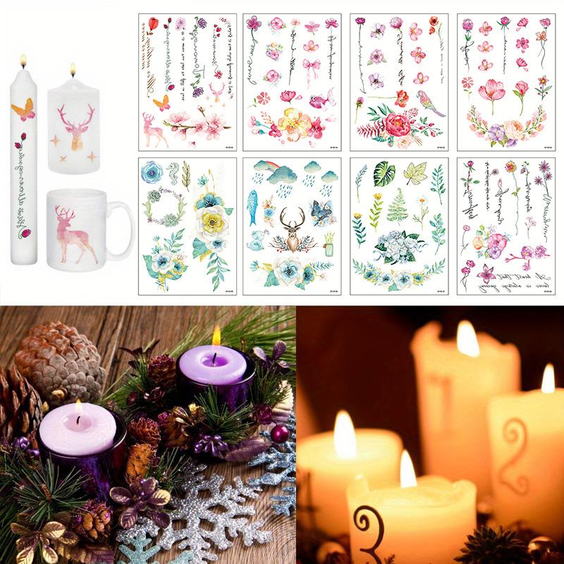 

Роза Бабочка Элегантная Свеча Поверхность Украшения Цветочные Свечи Наклейки