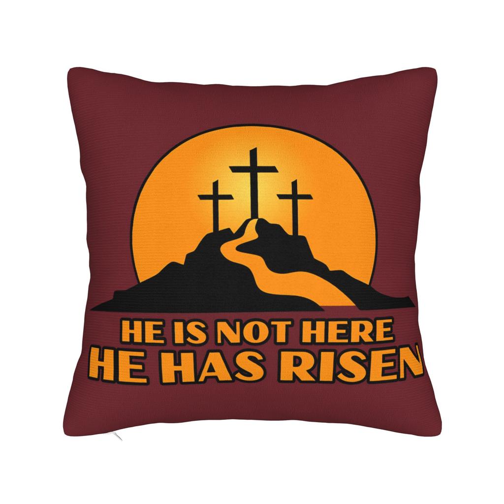 Pillow Cover He Is Risen Boho Easter Christian Jesus Vintage Pillow Case For Sofa Bedroom Home Decor Pillowcases