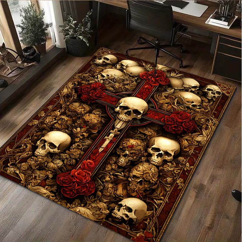 

1Pc Skull Rug - Home carpet Office Decorative Carpet For Living Room Bedroom Door Mat Floor Rug Computer Chair Area Rug 40x60cm( 15x23in )