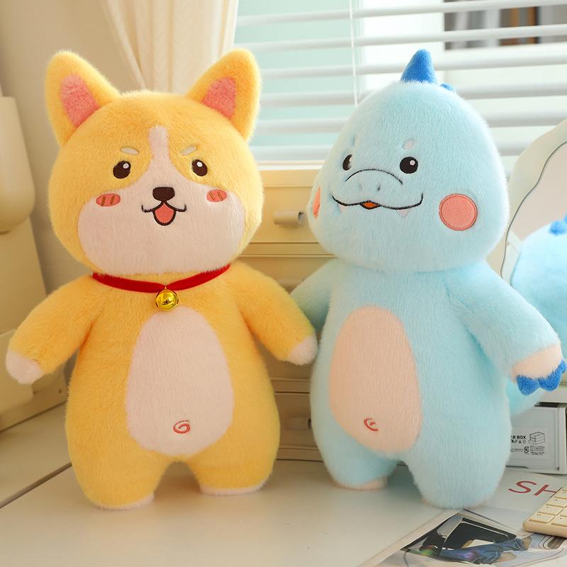 Słodki słodki zwierzęcy miś lalka Shiba Inu pluszowa zabawka dinozaur świnka lalka dziecięca lalka uspokajająca