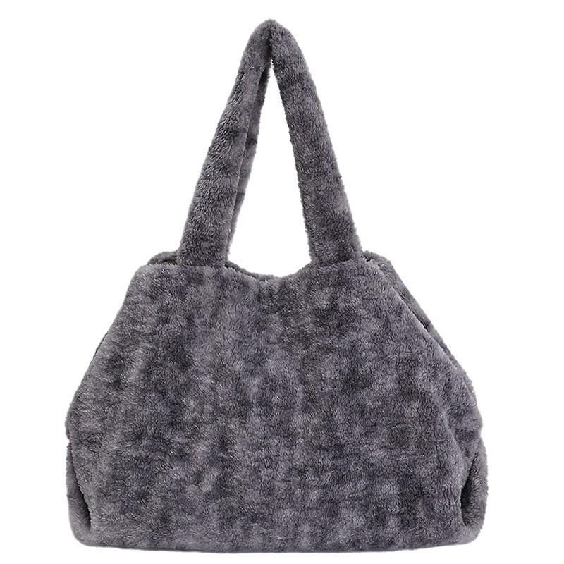 2025 New Style Plush Women's Shoulder Bag Fashionable All-matching Large-capacity Handbag Stock Is Sufficient