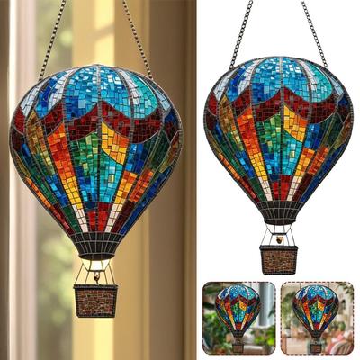 Attrape-soleil Montgolfière Pendentif Acrylique 2D Décoration Suspendue Moderne pour Maison Chambre Salon Pendentif Décoration Murale Rétro