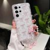 Pink Bowknot Chain Phone Case For Samsung Galaxy S25 FE S24 S23 S22 Ultra Plus FE A56 A55 A16 A06 A17 A53 5G Cover Clear  Soft