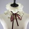 Kobiety Vintage Szyfonowy Falbankowy Odpinany Fałszywy Kołnierzyk Wstążka Koronkowy Choker Szal Okrycie Kostium Renesansowy Bufa na Szyję