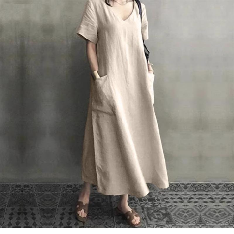 Summer Art Retro Women's Cotton and Linen Loose Dress