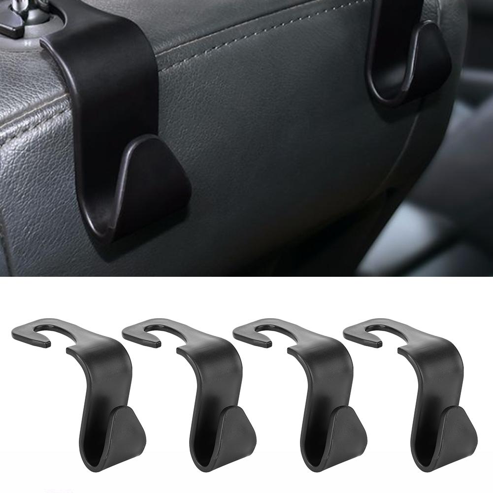Multi Purpose Car Interior Seat Back Hook Hanger Vehicle Headrest Rear Rack Bag Holder(Black 4Pcs)