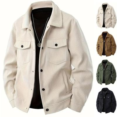 Corduroy Single-breasted Casual Sports Flow Pocket Jacket Lapel Long-sleeved Shirt