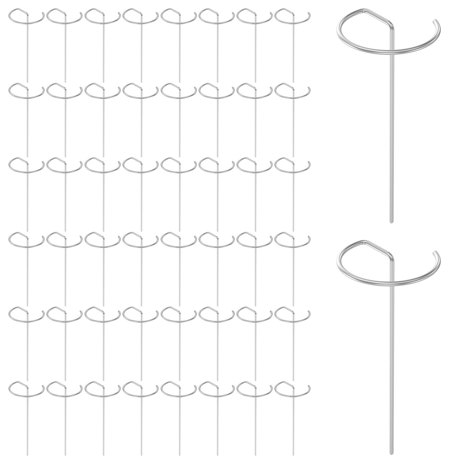 50Pcs BBQ Vertical Skewers Stainless Steel Food Steak Skewer Vertical Round Barbecue Grill Skewers for Air Fryer BBQ Accessories