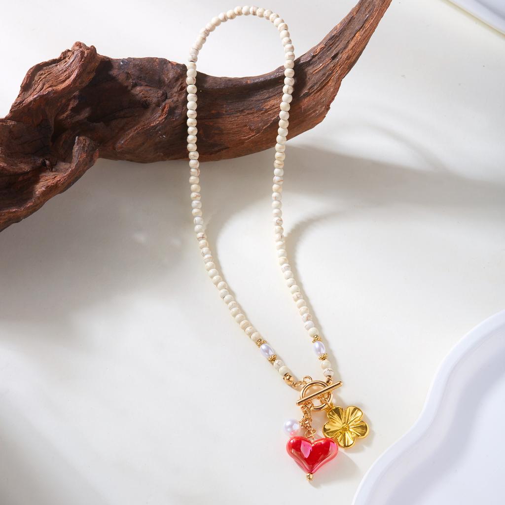 Vintage Mystical Evil Eye Necklace for Women Bohemian Rice Pearl Rhinestone Heart Pendant Necklace Party Jewellery Accessories