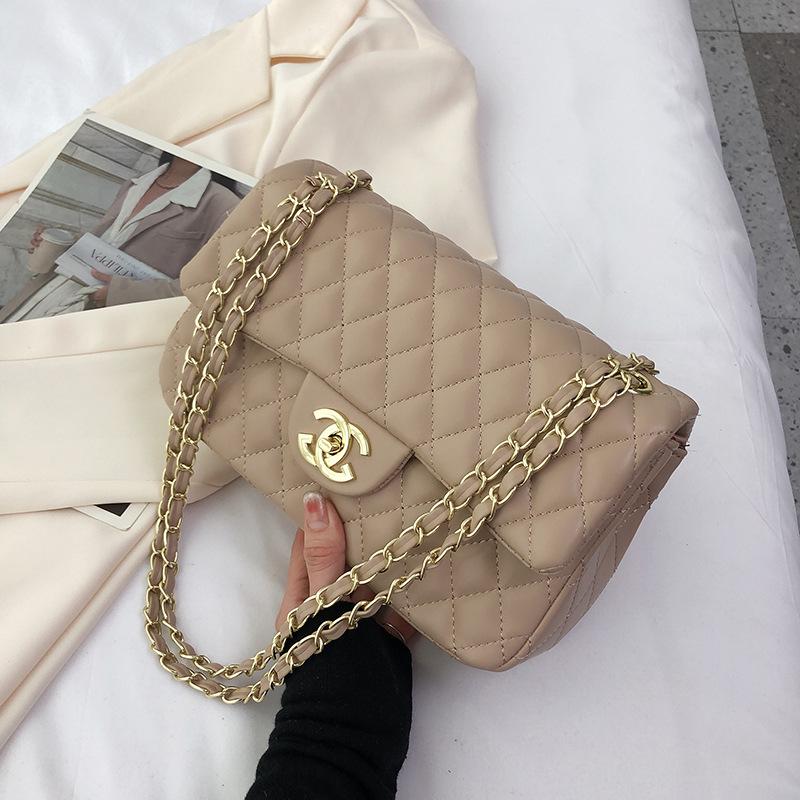Sexy ladies trend market Tas dames nieuwe mode damestas diamant ketting tas veelzijdige dames schouder crossbody tas kaki