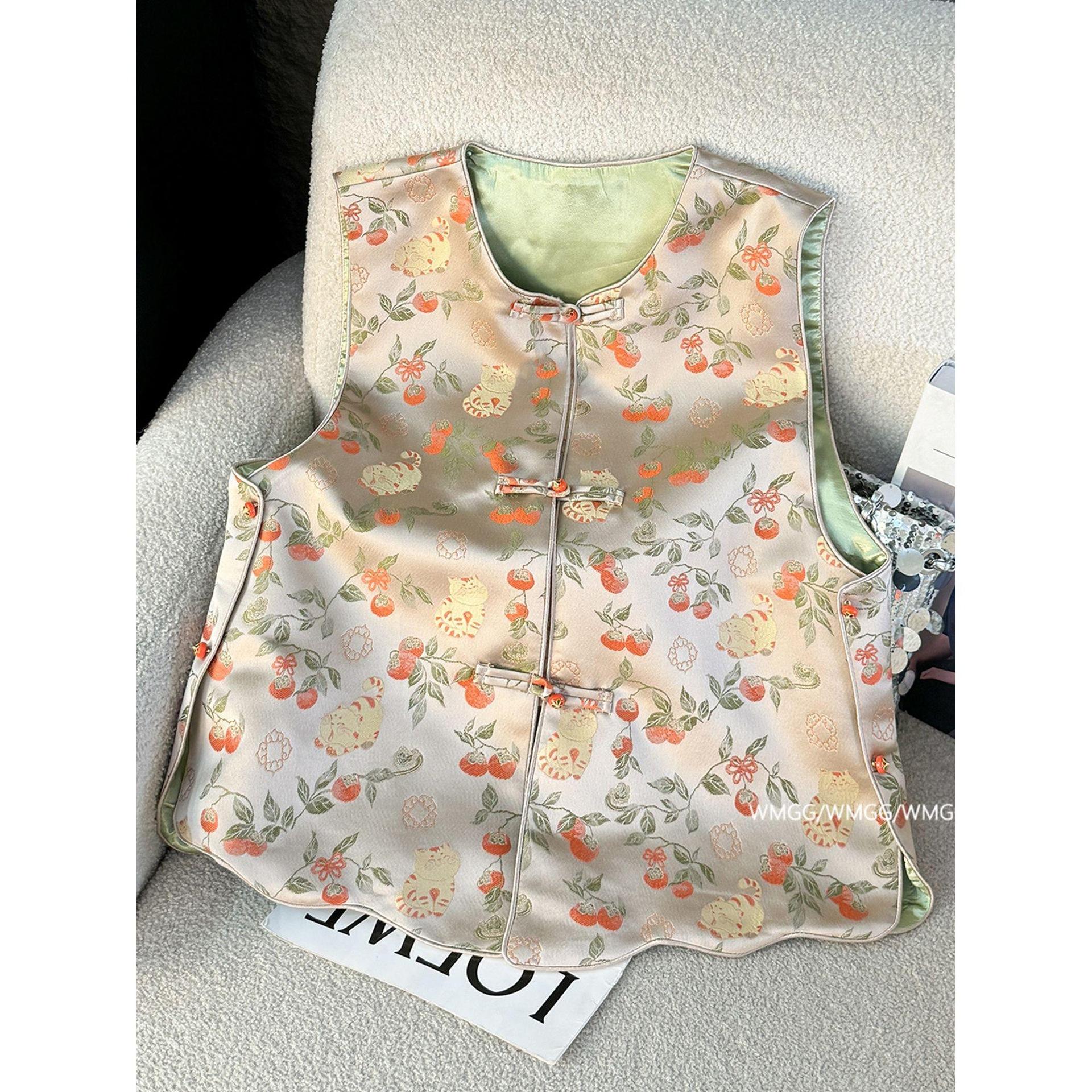 

Stacked vest women s spring niche wear satin new jacquard sleeveless vest 3XL (recommended 138-75kg)