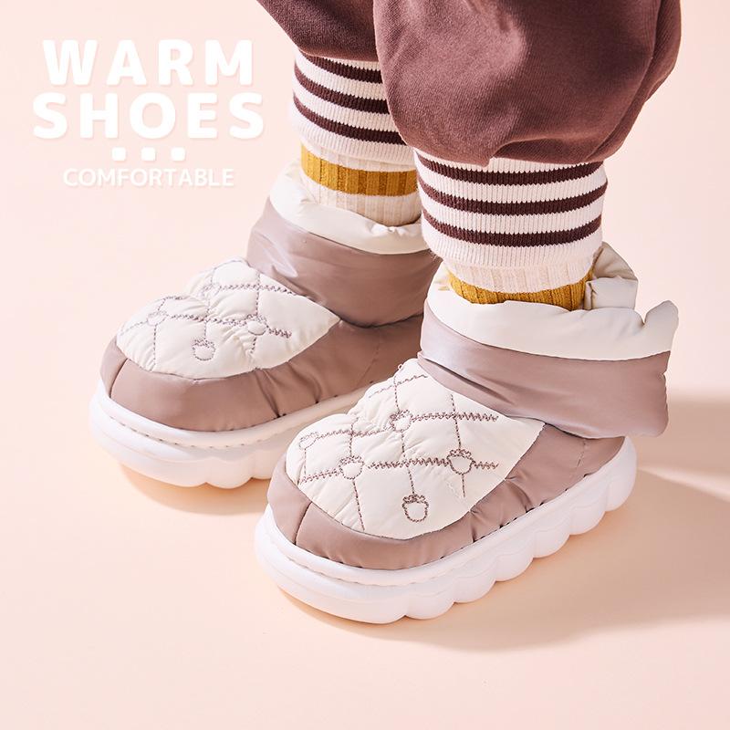 Children's Cotton Slippers In Winter Cartoon Cute Girl Plush Three-dimensional Rabbit, Children's Kindergarten Bag and Slippers