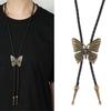Western Bolo Tie With Alloy Butterfly Pendant Adjustable Leather Cord Necktie Necklace For Cowboy Rodeos Event Accessory