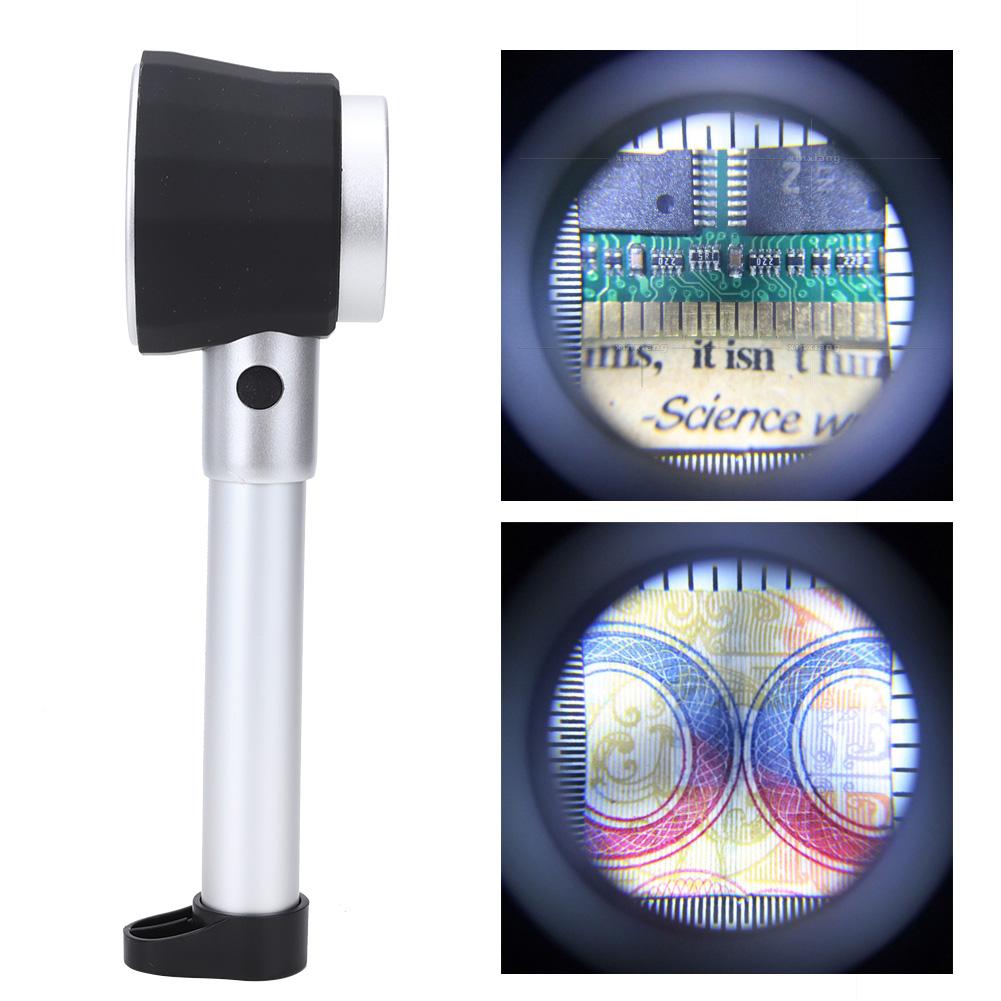 10X Portable Pocket LED Mini Magnifier Loupe Magnifying Glass with Scale for Observing