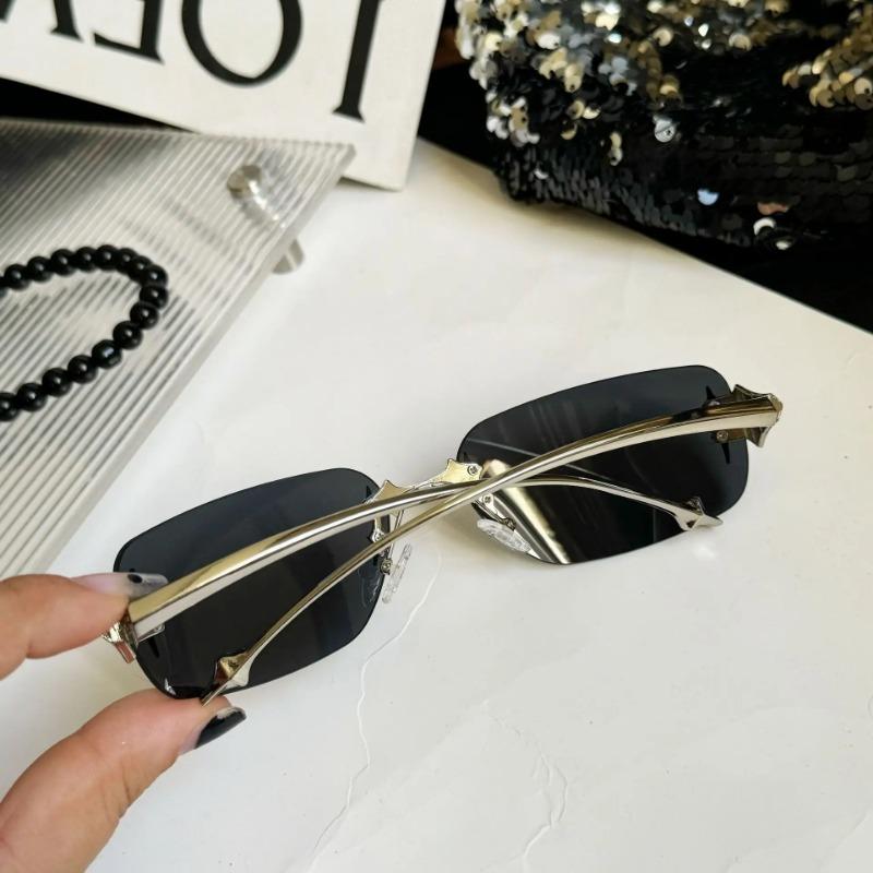 New Women Y2K Vintage Rimless Sunglasses Men Luxury Brand Designer Sun Glasses Punk Popular Hip Hop Rivet Star Shades Glasses