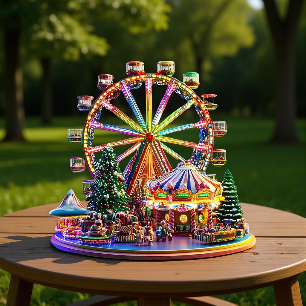 2D Flat 3mm Thick Acrylic Ferris Wheel Ornament Wall Hanging Decor for Home Desktop Christmas Wedding Party Decoration