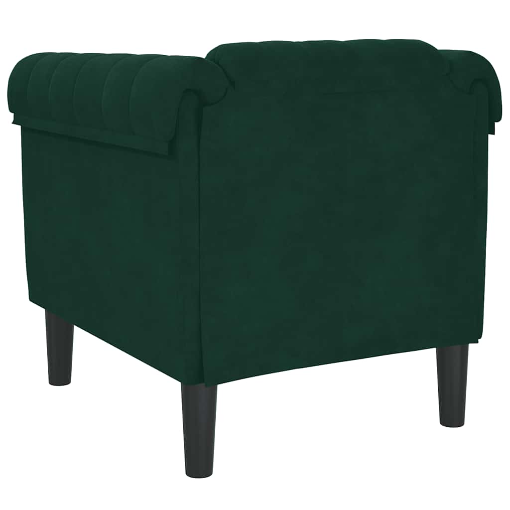 Armchair, Dark Green, Upholstered In Velvet