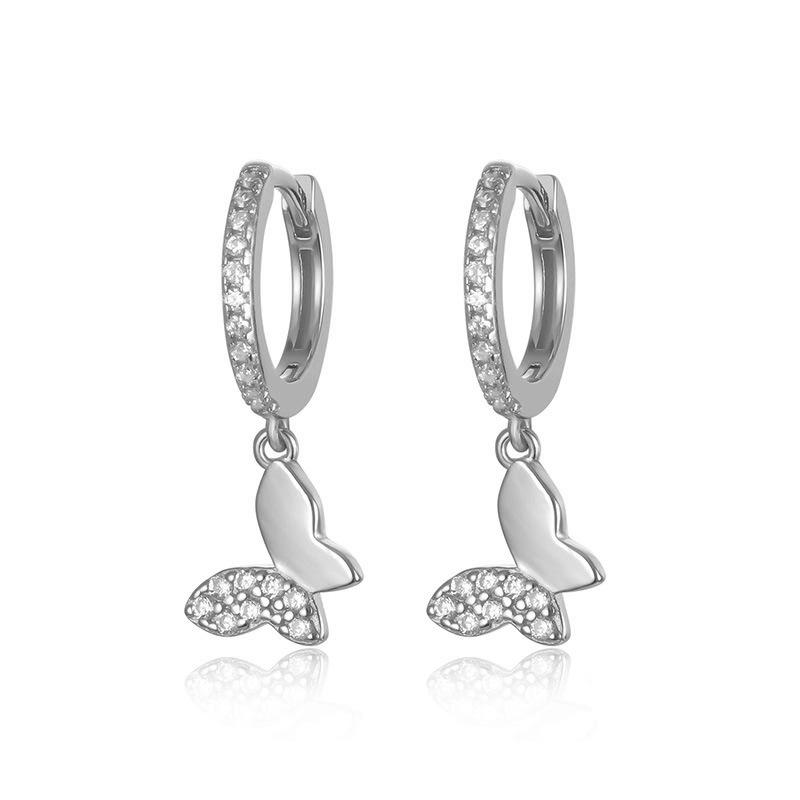 European and American Butterfly Zircon Earrings: Hoops, Ear Cuffs, Studs - Popular In Stock