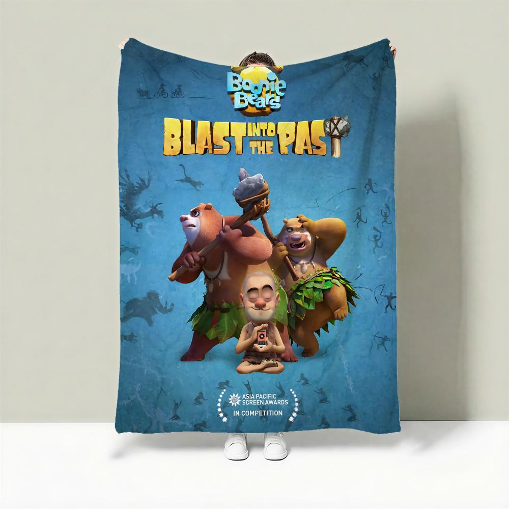 

Cartoon B-Boonie Bears Throw Lightweight 240g Flannel Blanket Soft Skin-friendly for Summer Cooling 75cmx90cm
