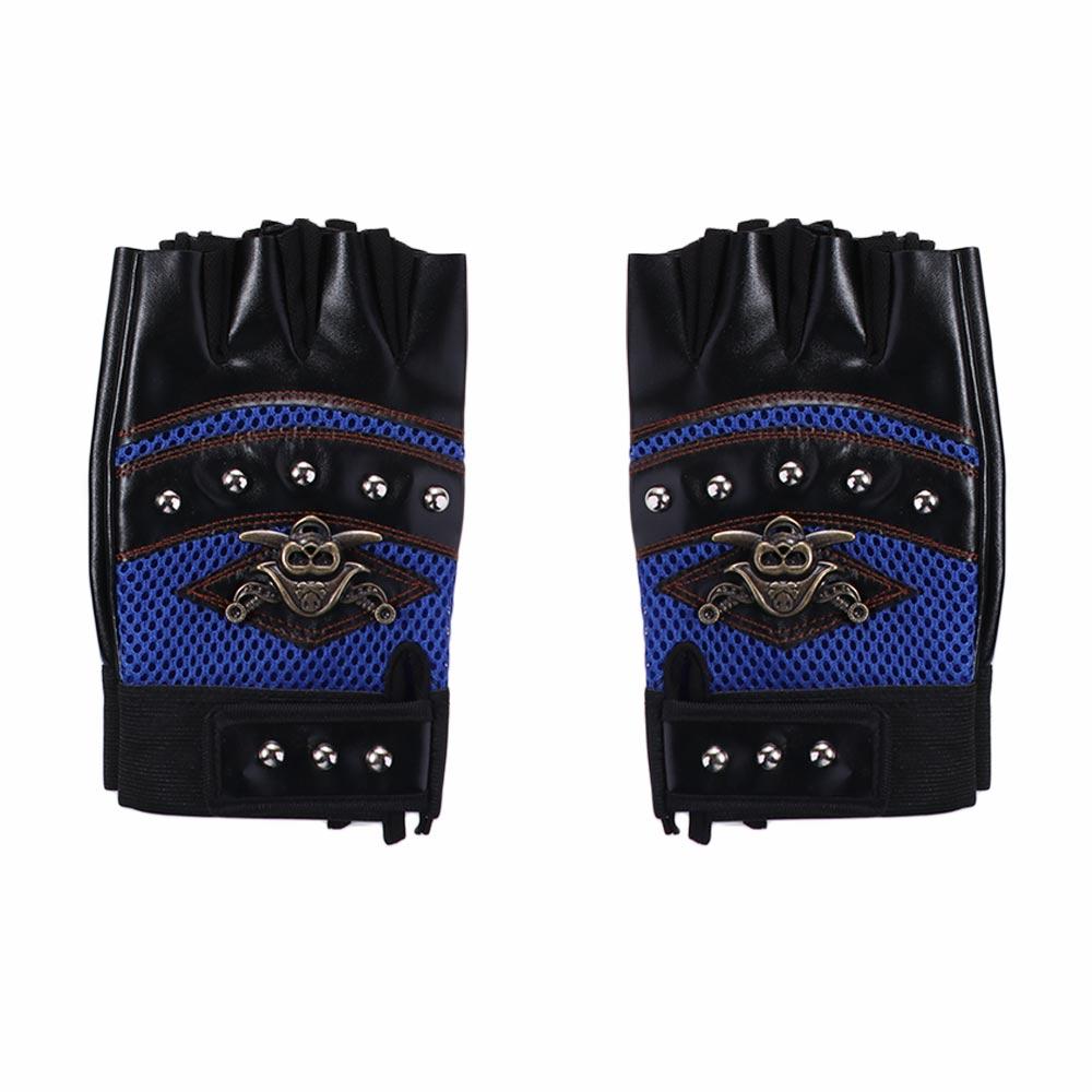 Punk Skulls Rivet PU Leather Gloves Men Women Fashion Anti-slip Half Finger Gloves Summer Cycling Motorcycle Accessories