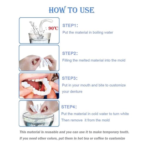 Dentures, Temporary Denture Adhesive, DIY Temporary Denture Adhesive, Easy To Use Upper and Lower Dentures, Adhesive for Men and Women, Instant Dentur