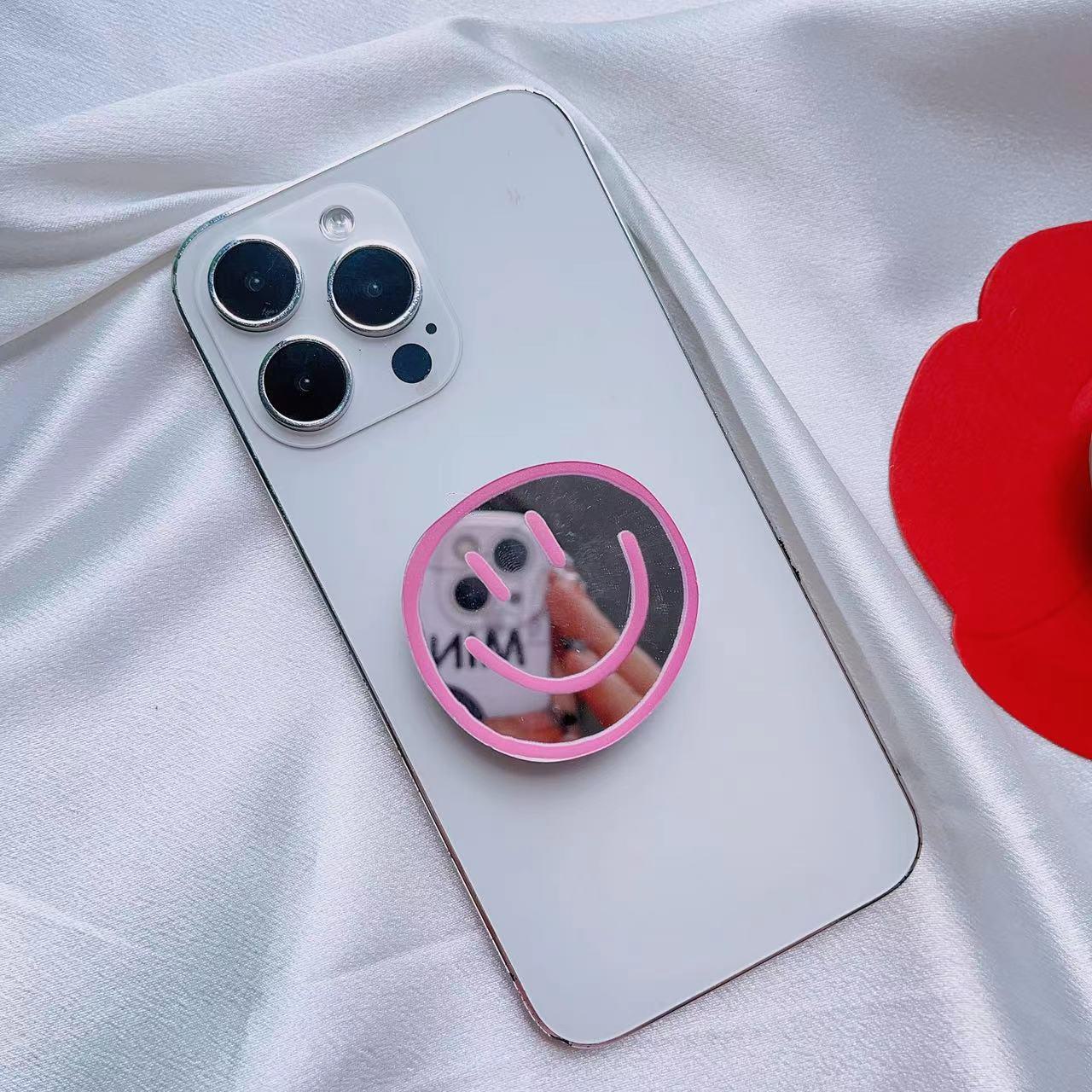 

Складная подставка для телефона с изображением мультяшного смайлика и зеркалом smiley mirror; Airbag stent розы красного