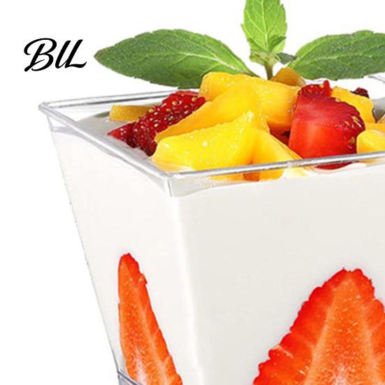 Food-grade Plastic Mousse Cups 10Pcs Disposable Cup Clear Pudding Dessert for Small Containers Parties Weddings And Catering Events Square Party Snack