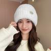 Knitted Wool Hat Children's Autumn and Winter Versatile Face Small Thickened Warm Fluffy Cold Hat Windproof Bag Head Plush Hat