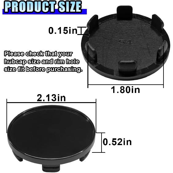 4PCS Car Wheel Center Cap, ABS Snap-in Wheel Hub Cap with 54mm/2.13'' Outer Diameter, 51mm/2'' Inner Diameter, Universal Rim Center Hub Caps Cover