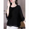 Niche Stylish Black Summer Doll Top: Age-Reducing, Belly-Covering Women's Shirt.