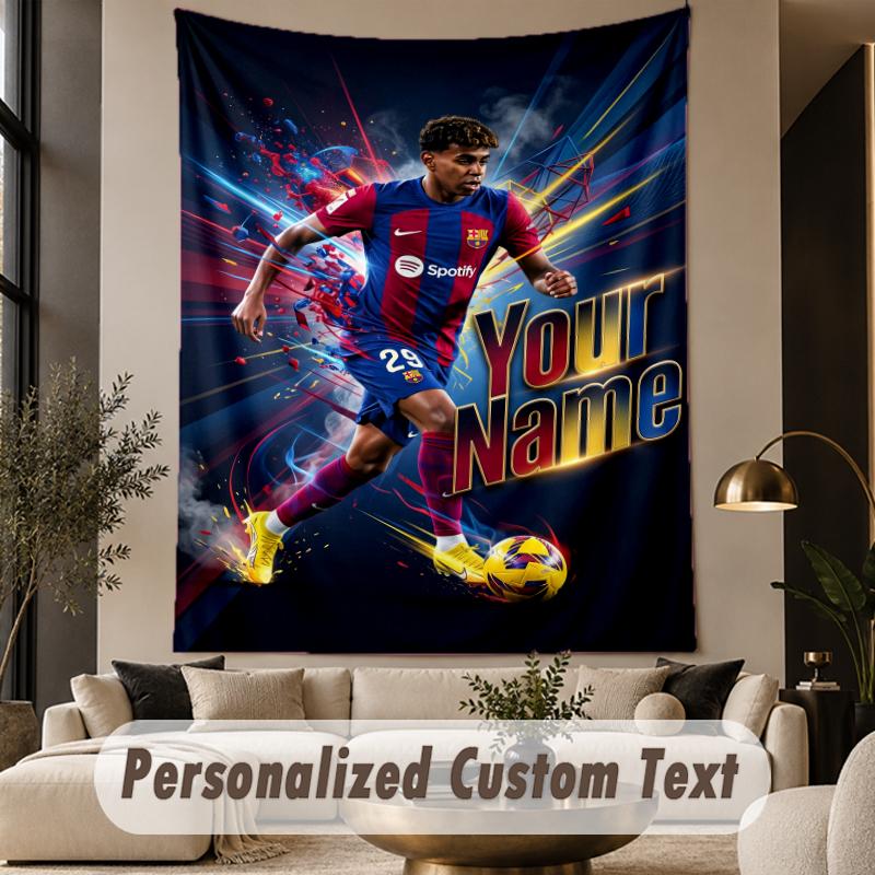 Custom Text Tapestry Lamine Yamal Print Wall Tapestry Indoor Living Room Wall Decor