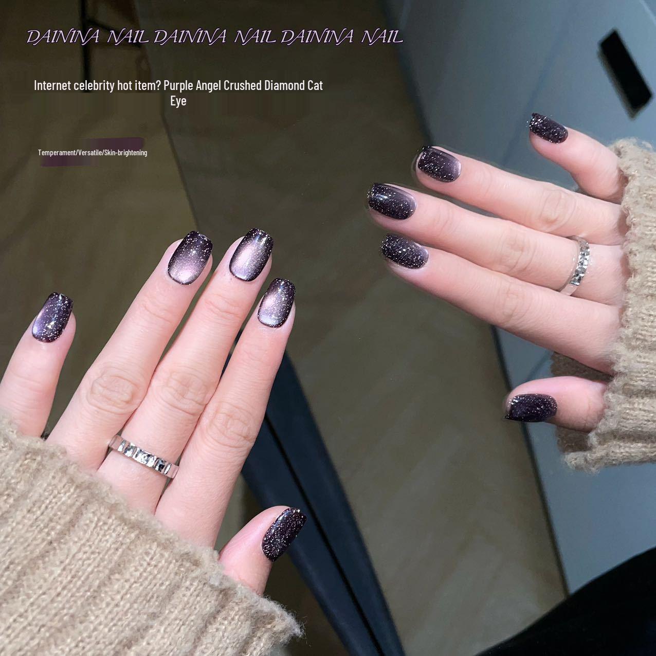 

Purple Angel Crushed Diamond Cat Eye Gel Polish for Handmade Press-on Nail Art