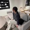 Women's Solid Color Cashmere Knit Sweater - Round Neck, Drop Shoulder, Loose Fit, Versatile Korean Style