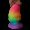 Mixed Color Glowing Dildo Simulation For Men And Women In The Backyard  Used For Masturbation As An Adult Product
