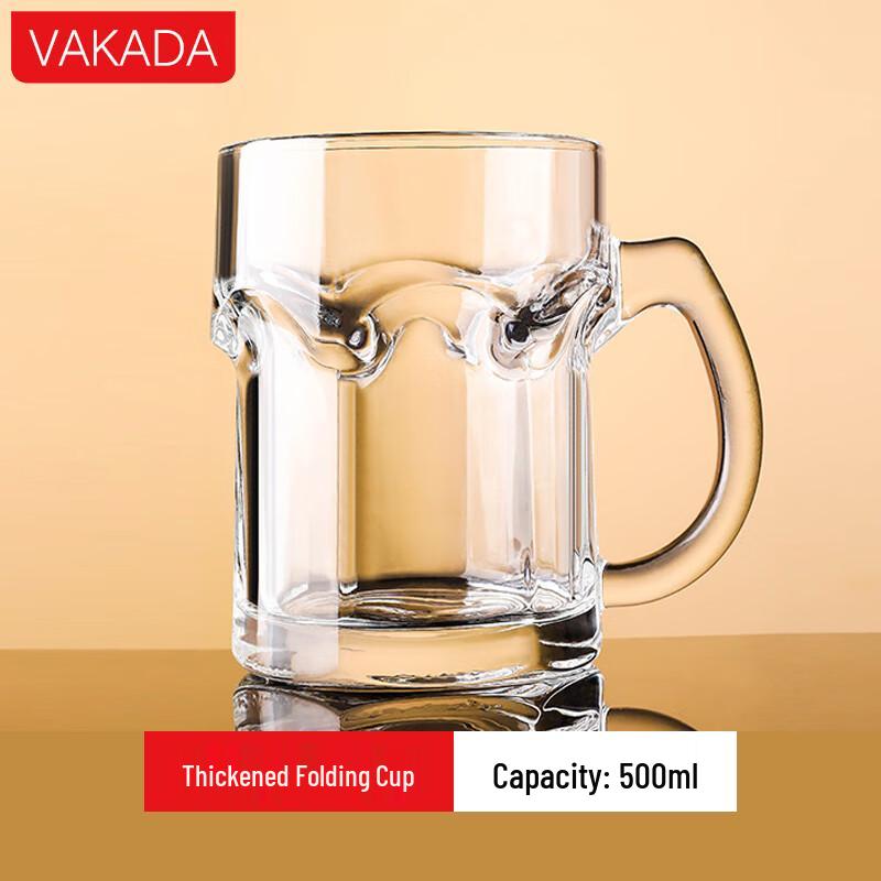 VAKADA Large Capacity Glass Beer Mugs with Handle