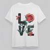 Women's Oversize Soft Classic T-Shirt LOVE Letter with Floral Inlay Graphic Tee